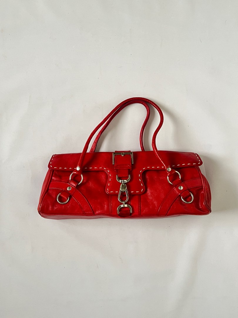 Red Retro Baguette Bag