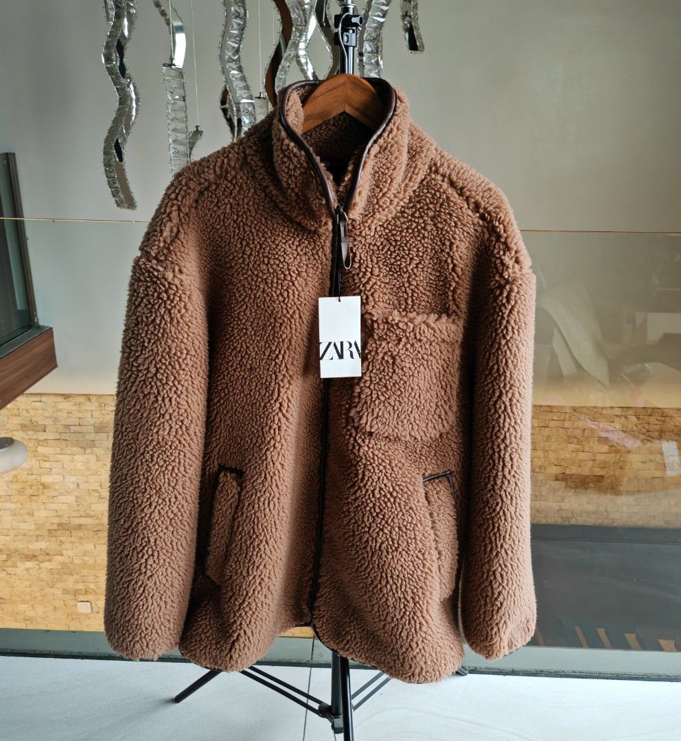 Zara faux shearling men s jacket coat winter puff zara man Men s Fashion Coats Jackets and Outerwear on Carousell