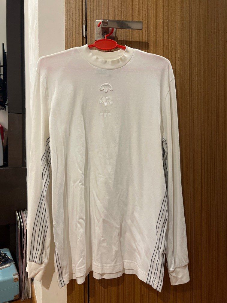 Adidas x Alexander Wang T Shirt Mens Medium Crew Neck Long Sleeve Logo White Men s Fashion Tops Sets Shirts on Carousell