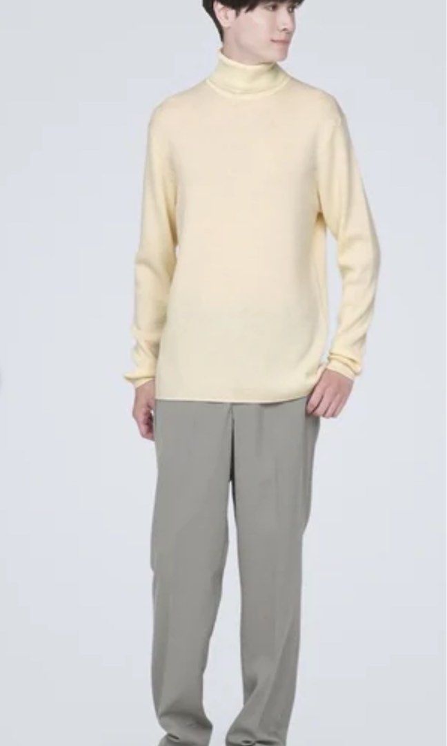 ANN5997 MUJI men L to XL size turtleneck light ribbed sweater minor defect Men s Fashion Tops Sets Tshirts Polo Shirts on Carousell