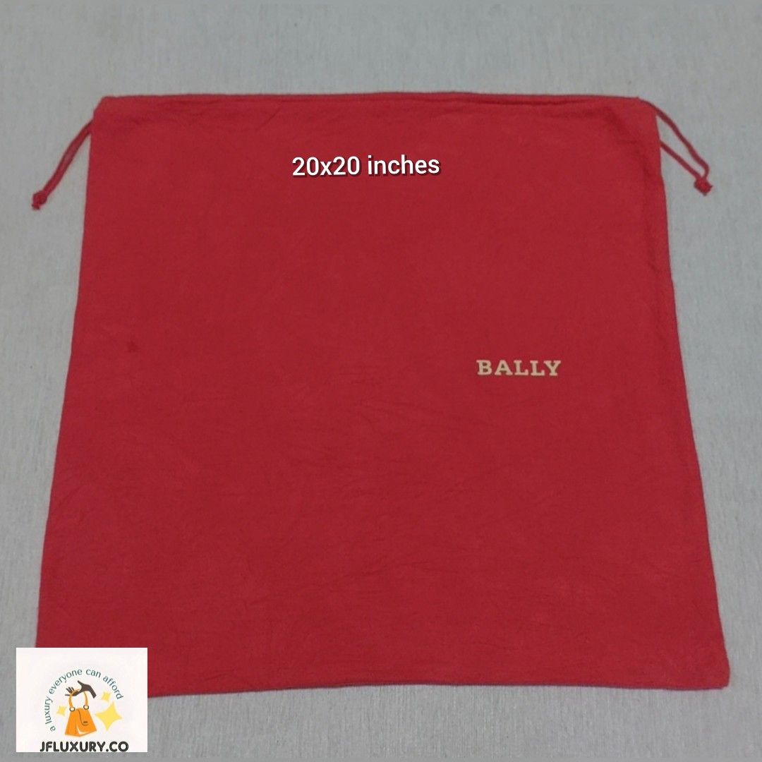 Authentic Bally dust bag 20x20 inches (Category: Luxury Bags & Wallets) located in Manila. Submitted by jfluxury.co (Listing ID 1321455658, Image 1). Description: excellent condition no flaws bought in Japan 🇯🇵 💯% Authentic. 😊 Money back guarantee. 😊 Clean and ready to use na po.