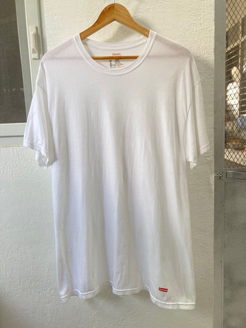 Authentic Supreme X Hanes Comfort Soft Palin White Shirt for Men s L on tag dimes is 21.4 X 32 Men s Fashion Tops Sets Tshirts Polo Shirts on Carousell