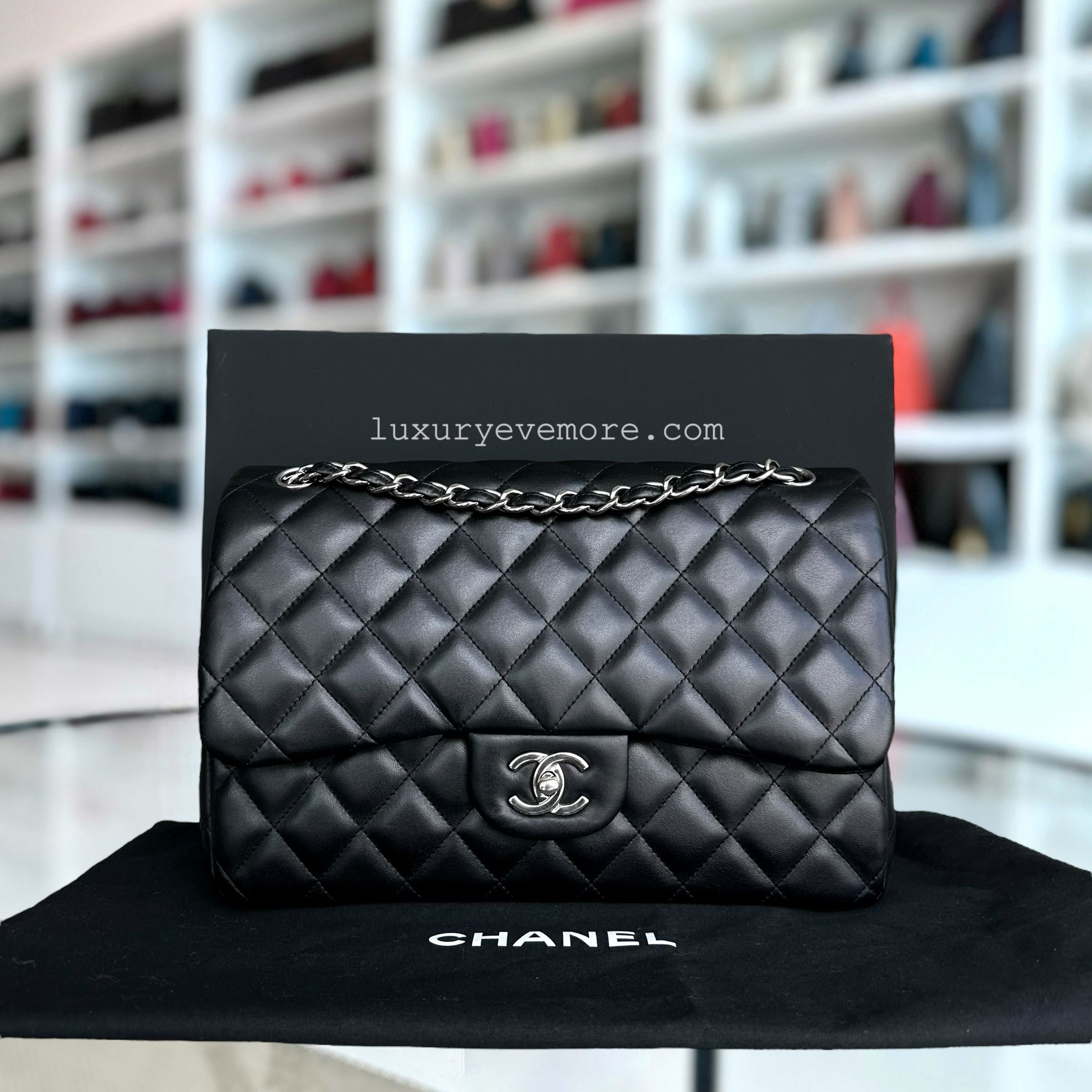 Chanel jumbo silver hardware best sale