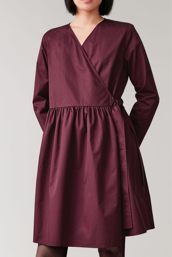 cos burgundy dress KAAREM - Angle Mini Dolman Open Back Dress main image 0