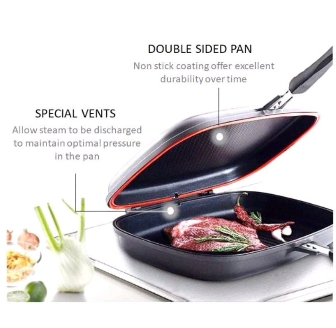Double sided non stick grill pan TV Home Appliances Kitchen Appliances BBQ Grills Hotpots on Carousell