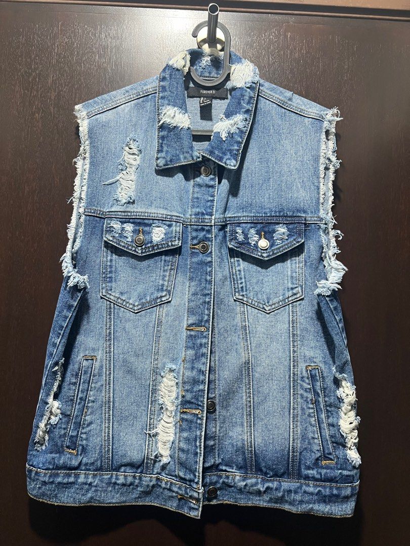Sleeveless denim jacket forever 21 store