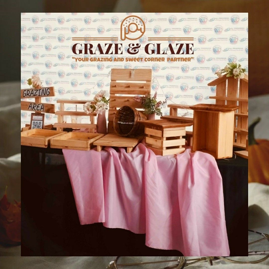 Grazing Table/ Sweet Corner Tools for rent! (Category: Food Organization & Storage) located in Caloocan City. Submitted by selini_777 (Listing ID 1321338712, Image 1). Description: Hello! We are Graze and Glaze we offer Grazing and Sweet Corner Tools for rent! 🥨🍷🧀🫓🍫 Packages Starts @299 for 24 hrs of use! we also offer: -additional juice jar rental -additional center piece rental -additional candle holder rental - additional dried flower and