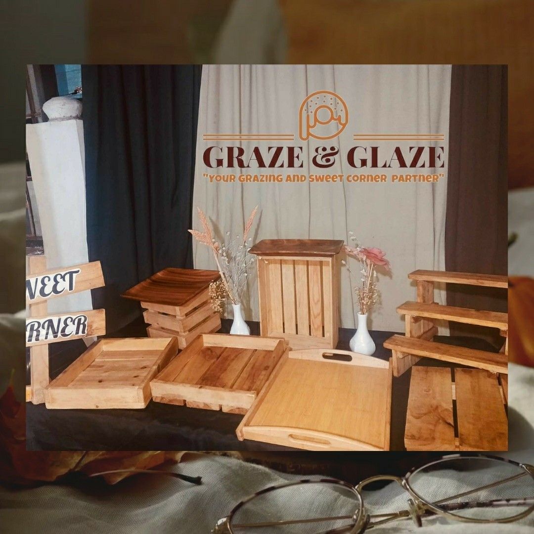 Grazing Table/ Sweet Corner Tools for rent! (Category: Food Organization & Storage) located in Caloocan City. Submitted by selini_777 (Listing ID 1321338712, Image 3). Description: Hello! We are Graze and Glaze we offer Grazing and Sweet Corner Tools for rent! 🥨🍷🧀🫓🍫 Packages Starts @299 for 24 hrs of use! we also offer: -additional juice jar rental -additional center piece rental -additional candle holder rental - additional dried flower and