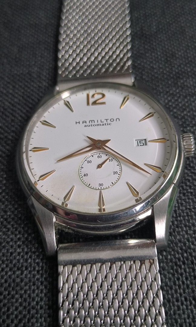 Hamilton Automatic (Category: Men's Watches) located in Taguig. Submitted by j_watches007 (Listing ID 1239546050, Image 3). Description: For Sale Authentic Secondhand ⌚ Open for Layaway ✔ Hamilton Automatic Sapphire Crystal Stainless Steel Swiss Made 2895 H386550 Replacement Strap & Buckle. 'WATCH ONLY. DISCLAIMER: IT'S OLD WATCHES EXPECT OF SOME SCRATCHES/SIGNS OF USAGE & PLEASE MANAGE YOUR EXPECTATIONS. THANKYOU..