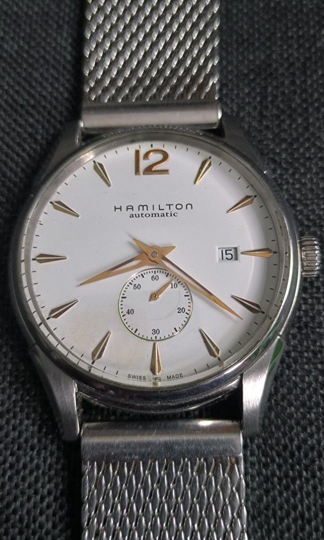 Hamilton Automatic (Category: Men's Watches) located in Taguig. Submitted by j_watches007 (Listing ID 1239546050, Image 2). Description: For Sale Authentic Secondhand ⌚ Open for Layaway ✔ Hamilton Automatic Sapphire Crystal Stainless Steel Swiss Made 2895 H386550 Replacement Strap & Buckle. 'WATCH ONLY. DISCLAIMER: IT'S OLD WATCHES EXPECT OF SOME SCRATCHES/SIGNS OF USAGE & PLEASE MANAGE YOUR EXPECTATIONS. THANKYOU..