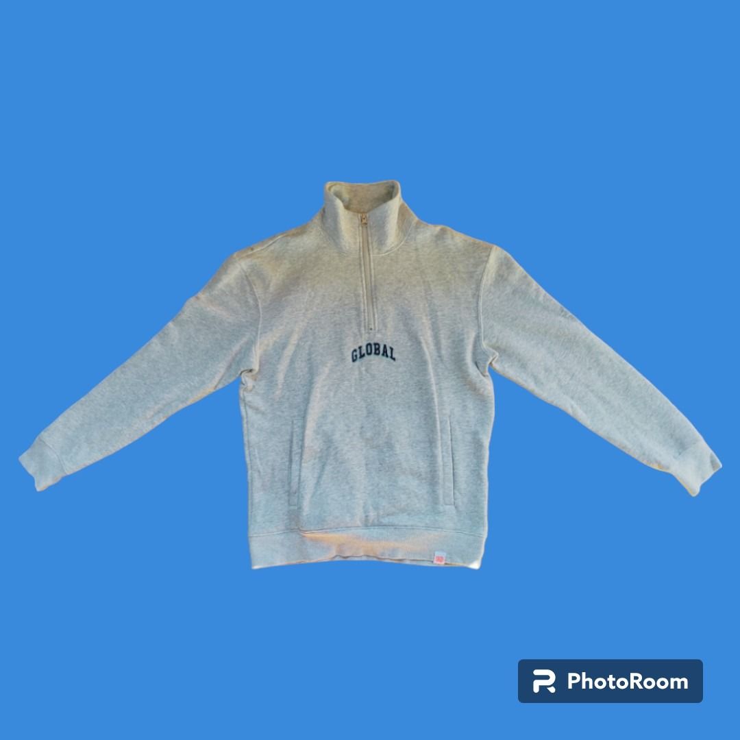 350 shipped H M Logg Half Zip Hoodie Gray Men s Fashion Coats Jackets and Outerwear on Carousell