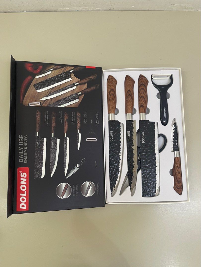 Kitchen Knife Set (Brown) (Category: Knives & Chopping Boards) located in Paranaque City. Submitted by abiecayetano (Listing ID 1321358513, Image 1). Description: 50 sets available if take all ₱200each Lalamove or grab delivery.