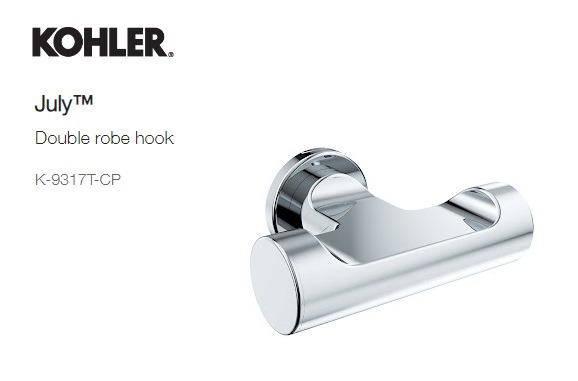 Kohler July Double Robe Hook, Furniture & Home Living, Bathroom ...