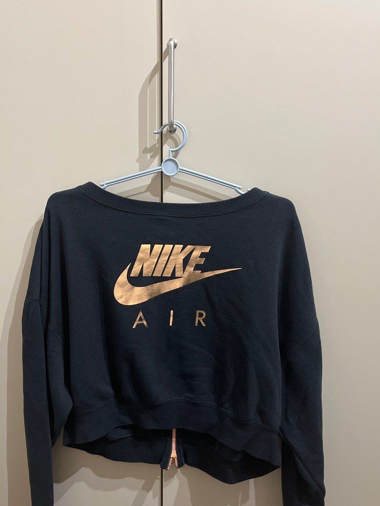Nike logo women sweater in black with rose gold zip