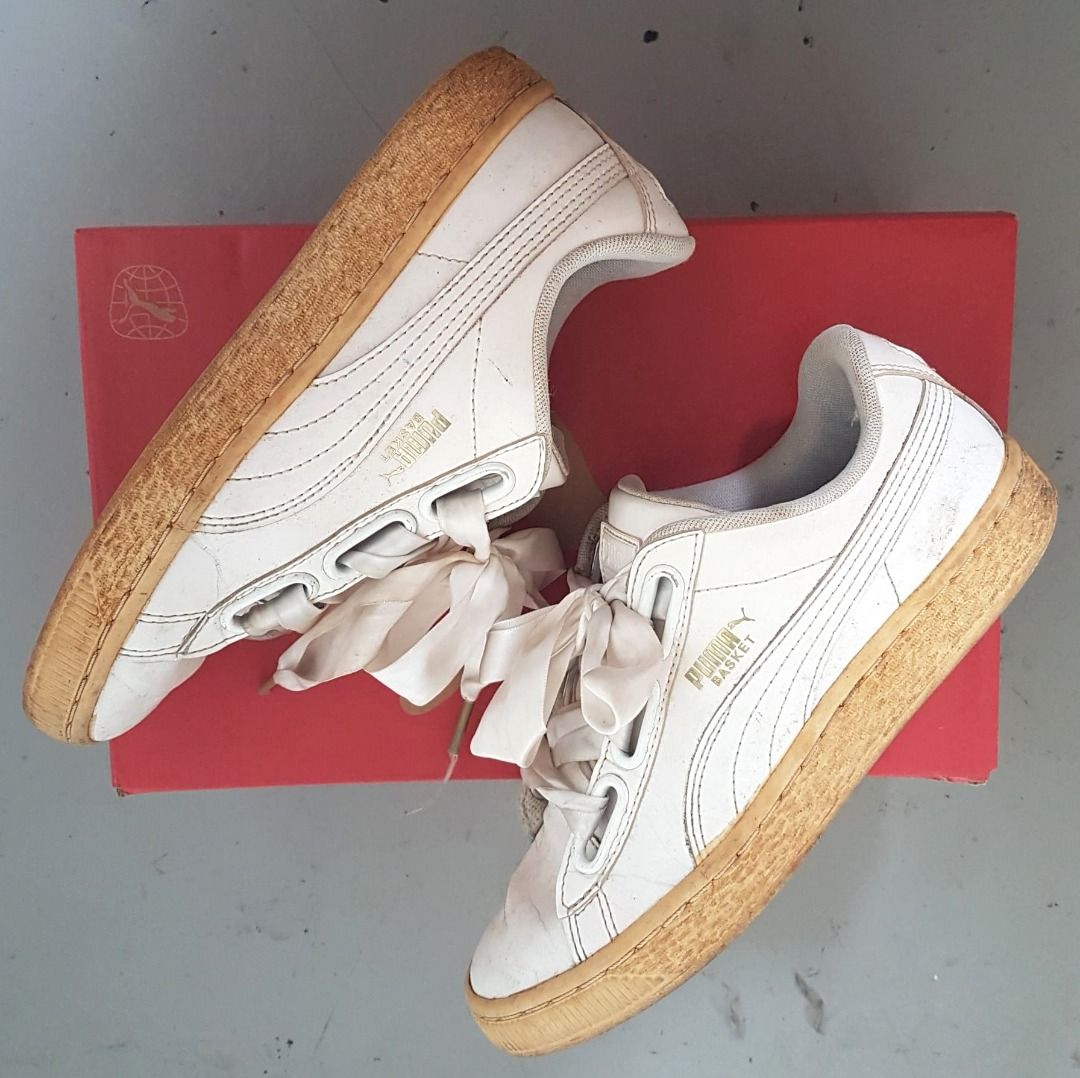 Puma basket heart leather white deals