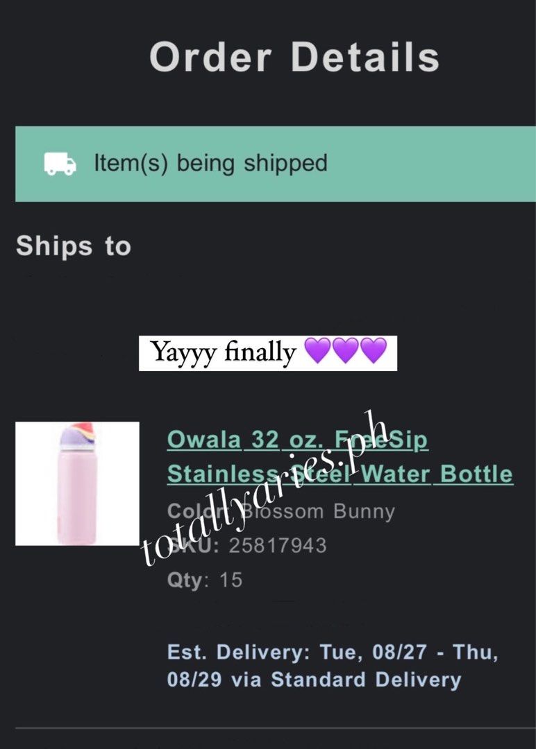 Owala - Blossom Bunny 32oz (Category: Water Bottles & Tumblers) located in Manila. Submitted by totallyaries.ph (Listing ID 1321436888, Image 3). Description: 15 slots secured 🐇💜 - 2 weeks eta - 50% dp only (₱1700).