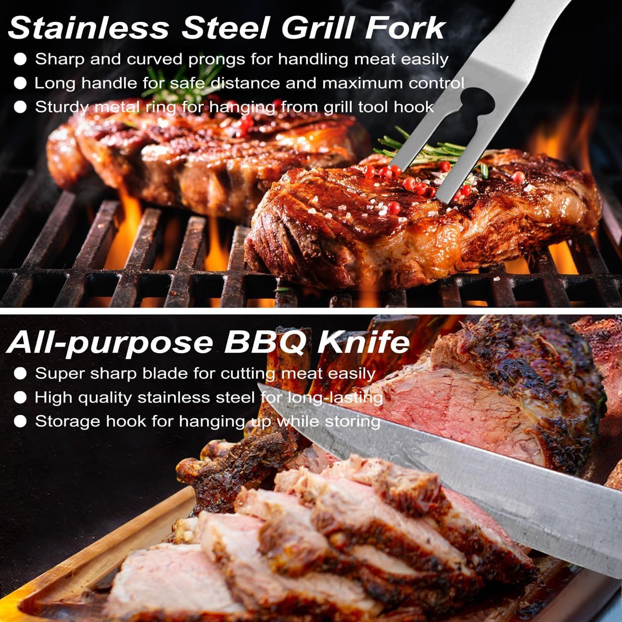 POLIGO 29 PCS BBQ Grill Accessories Stainless Steel BBQ Tools Grilling Tools Set with Storage Bag