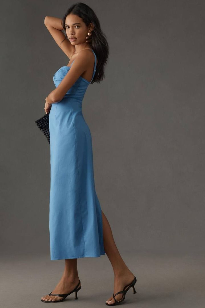 stormi satin dress reformation REFORMATION Stormi Stretch Cotton Poplin Midi Dress Reformation