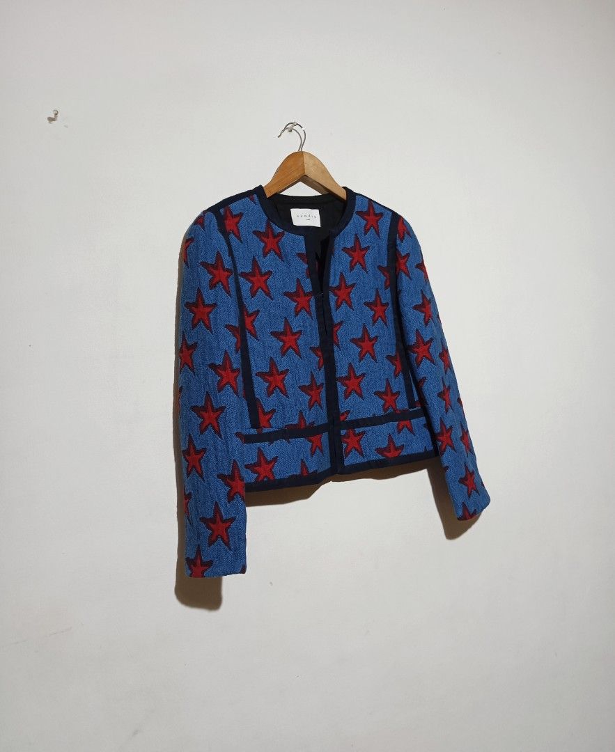 Sandro Paris Bristol Star Embroidered Crop Jacket