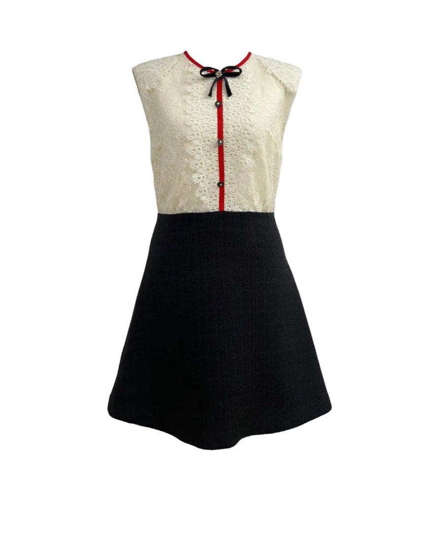 BNWT SANDRO White and black lace dress Women s Fashion Activewear on Carousell