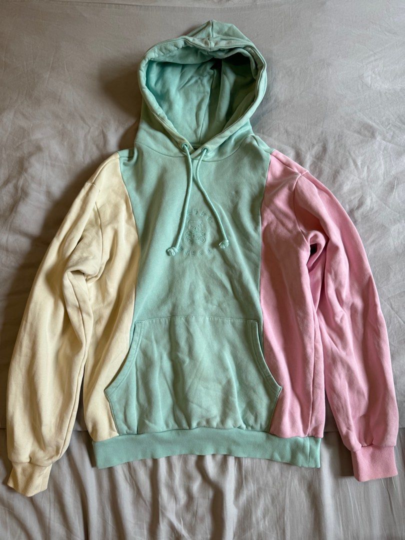 Teddy Fresh Pastel Color Block Hoodie Jacket Size S Men s Fashion Tops Sets Hoodies on Carousell