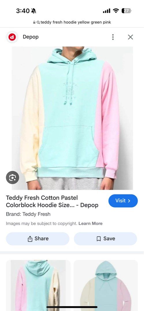 Teddy Fresh Pastel Color Block Hoodie Jacket Size S Men s Fashion Tops Sets Hoodies on Carousell