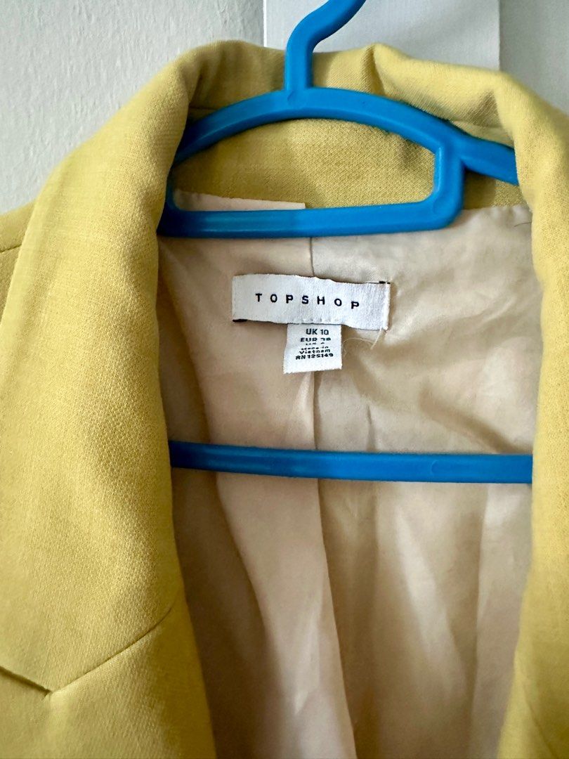 TOPSHOP Pastel Yellow Jacket Blazer Women s Fashion Coats Jackets and Outerwear on Carousell