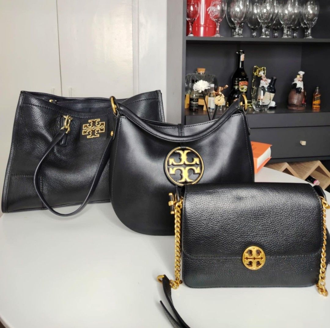 Tory Burch Cross body Chelsea Black Leather gold chain Luxury Bags Wallets on Carousell