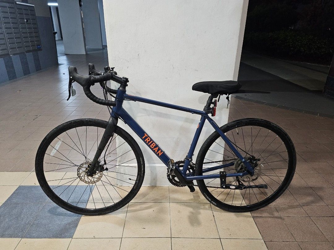 Road bike Triban RC120 Disc 8 Speed Blue Sports Equipment Bicycles Parts Bicycles on Carousell