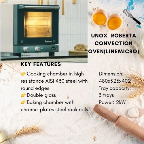 Unox Roberta Oven (Category: Bakeware) located in Manila. Submitted by aiannah01 (Listing ID 1321401734, Image 3). Description: Brand new Unox Roberta. Cash price only. With 1 year warranty. Location of showroom, San Juan city. Electric type. 3 tray capacity .