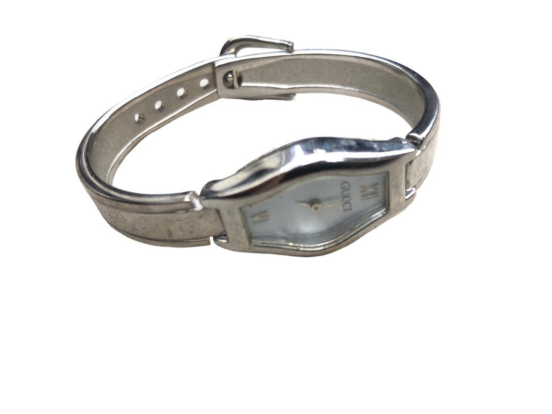 Vintage GUCCI 90001 Quartz Women s Watch Black Rectangular Dial Silver Tone