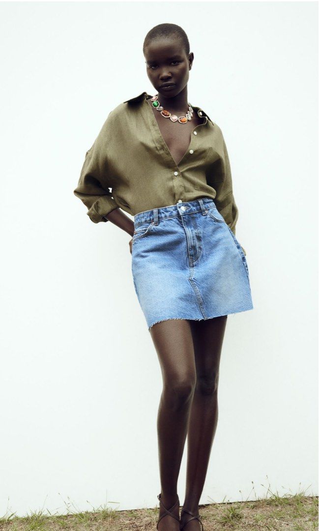 Denim mini skirt zara online