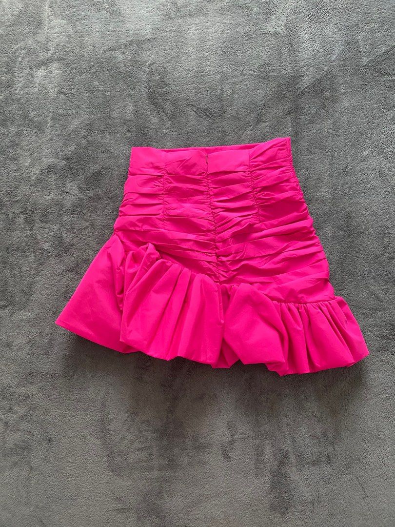 Zara LIMITED EDITION DRAPED VOLUMINOUS MINI SKIRT FUCHSIA PINK