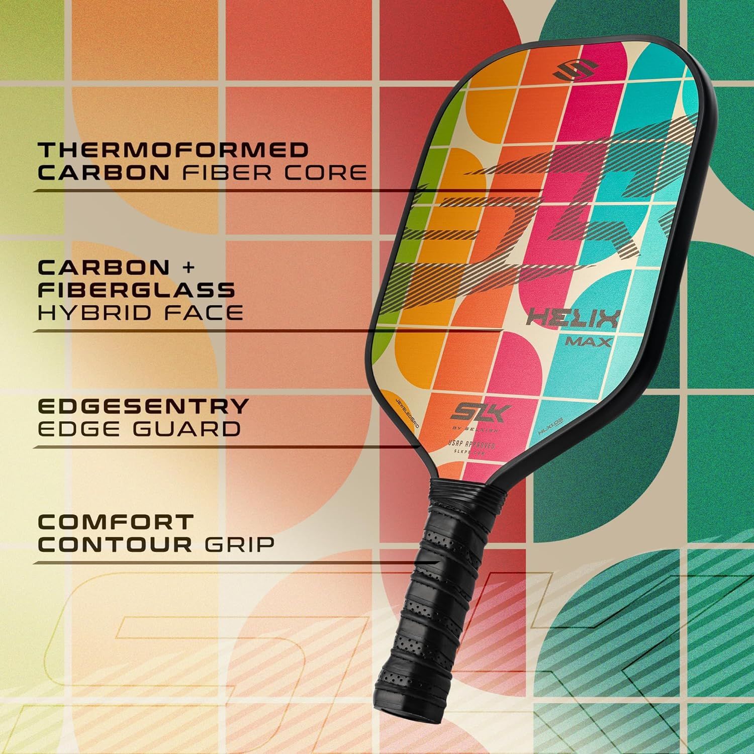 2024 SLK Helix Pro Pickleball Paddle | Carbon Fiber & Fiberglass Hybrid ...