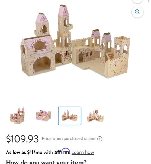 Melissa & doug folding princess castle wooden dollhouse with drawbridge and turrets discount