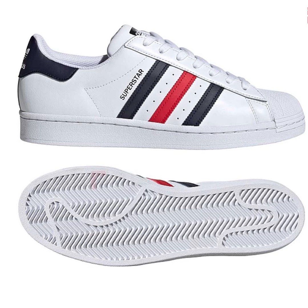 Adidas superstar foundation white navy red shop