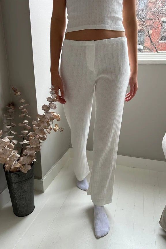 Brandy Melville John Galt white Keira eyelet sweatpants Women s Fashion Bottoms Jeans Leggings on Carousell