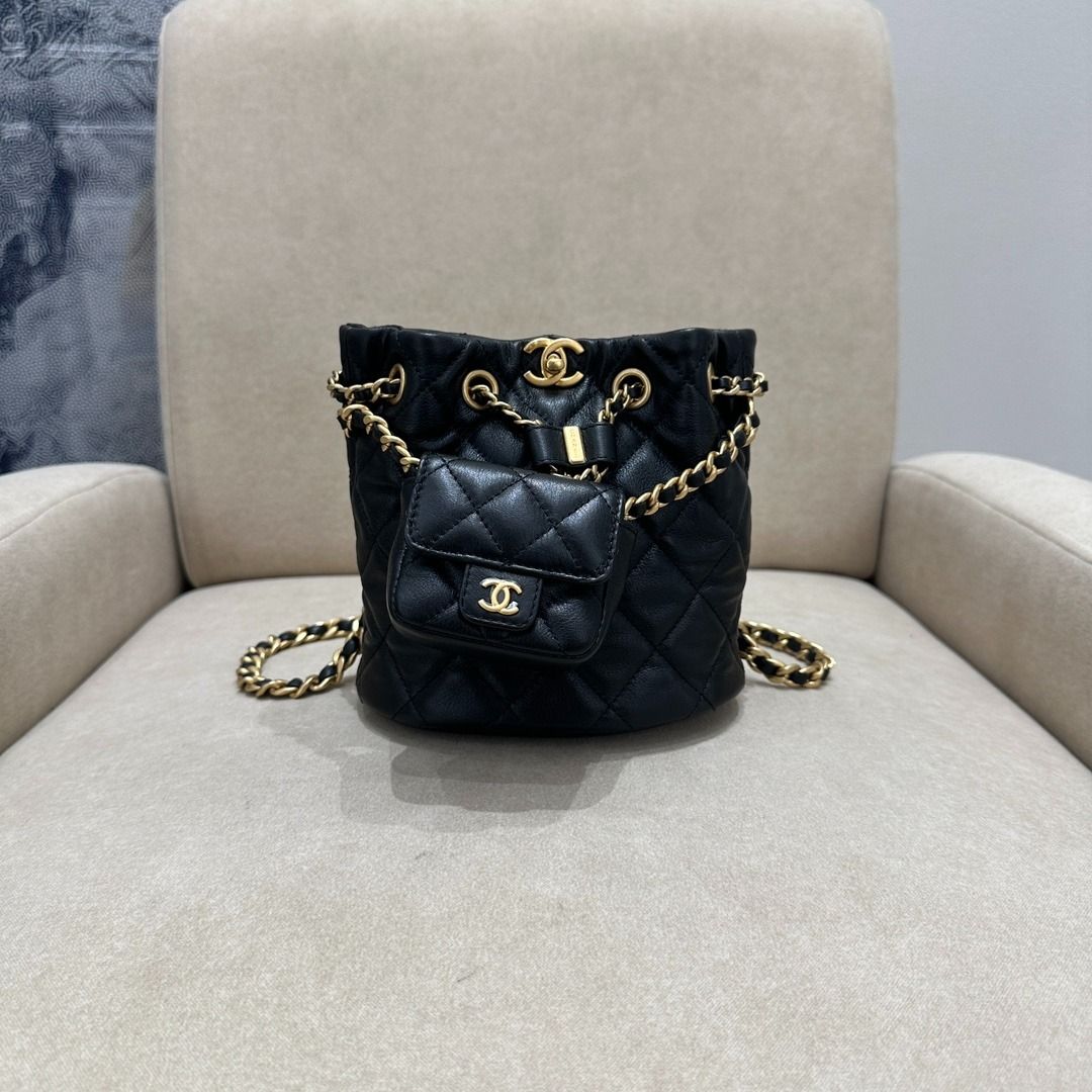 Chanel 23A Twinset Mini Backpack with Pouch in Black GHW, Luxury