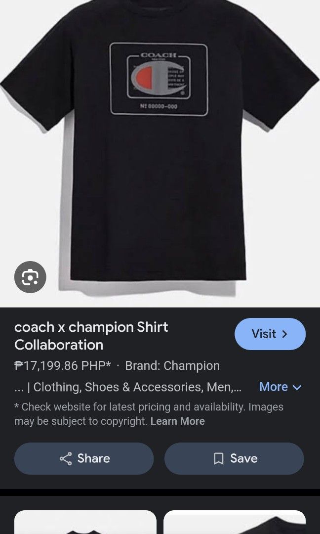 Coach x Champion Men s Fashion Tops Sets Tshirts Polo Shirts on Carousell