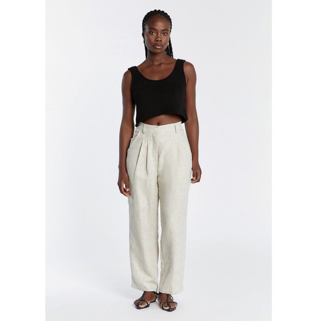 White linen tapered pants 2025
