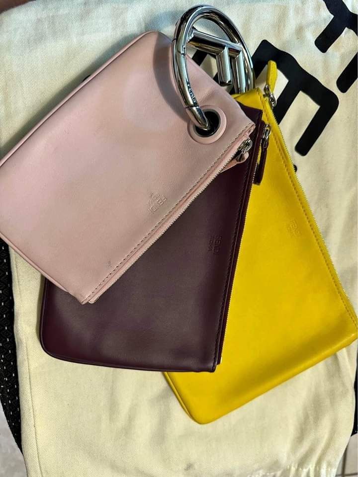Fendi triple pouch/wristlet, Fesyen Wanita, Tas Dompet di Carousell