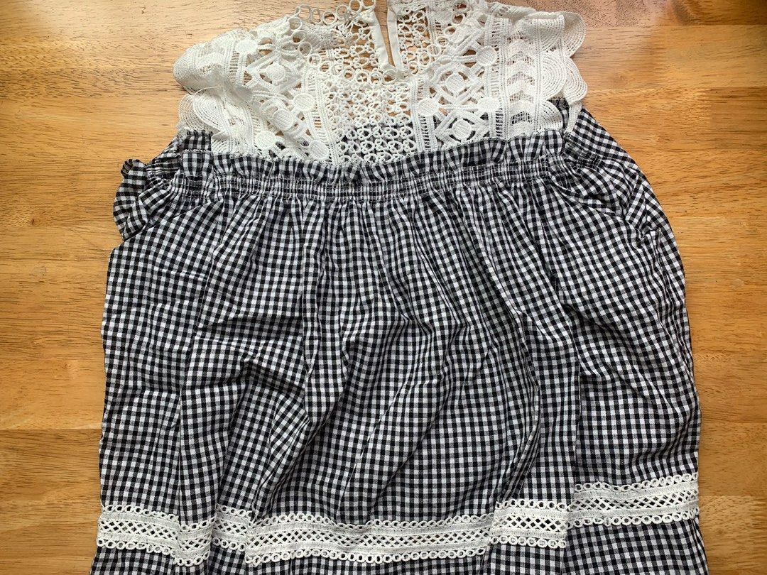 Gingham flowy lace embroidered top (Category: Blouses) located in San Juan City. Submitted by andyria (Listing ID 1321530286, Image 1). Description: .