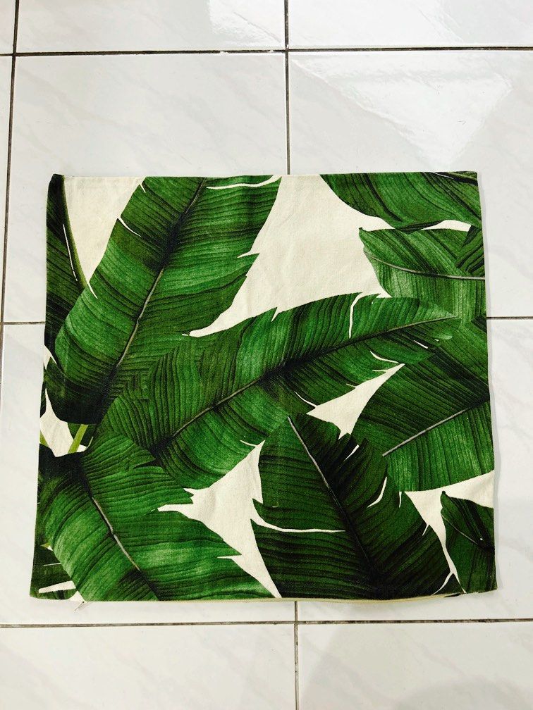 H M Home Palm Print Cushion Cover 50x50 Furniture Home Living Home Decor Cushions Throws on Carousell