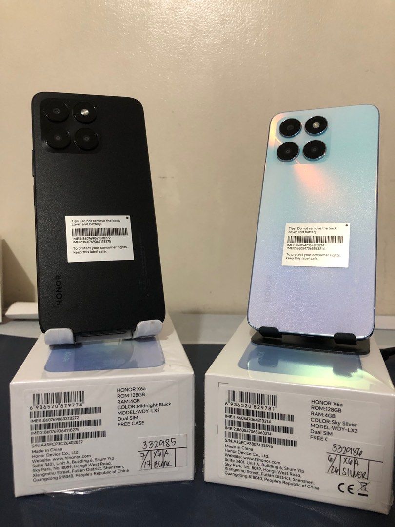 Honor X6a (Category: Android Others) located in Caloocan City. Submitted by Andie_CheapSales (Listing ID 1321619992, Image 1). Description: ❗️**BRAND NEW HONOR X6A**❗️ ✅Brand New [Complete Packaging] ✅Colors: Sky Silver & Midnight Black ✅DUAL Sim ✅Back Camera: 50 MP camera, Triple Back Camera ✅Front Camera: 5 MP Camera ✅Battery Capacity: 5200 mAh ✅ROM: 128GB ✅RAM: 4GB 📌Naka lock sa Globe. 📌P5,999/PC ONLY!! 📌FREE Case 📩PM for orders! Tig-isang