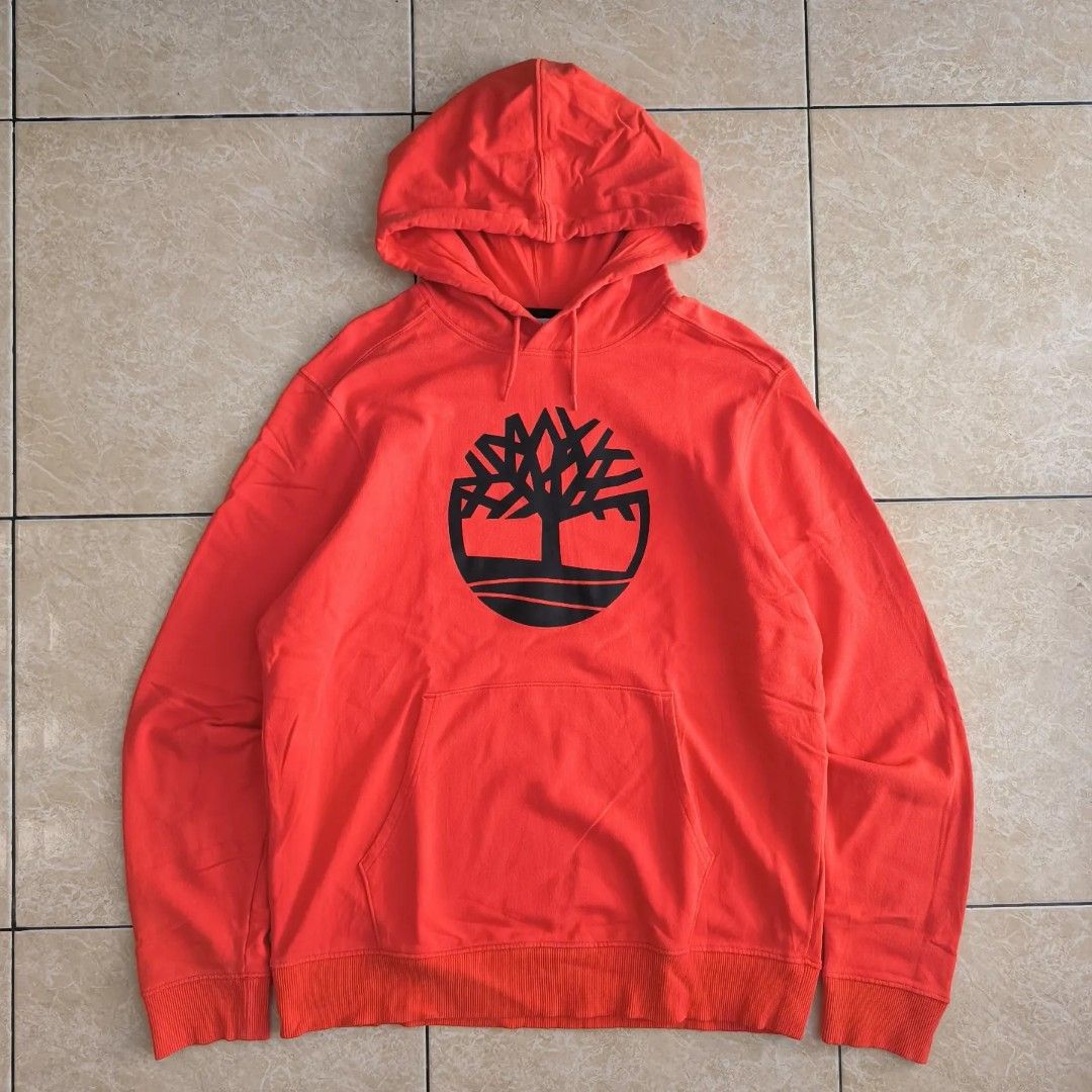 Hoodie timberland big logo orange original, Fesyen Pria, Pakaian , Baju  Luaran di Carousell