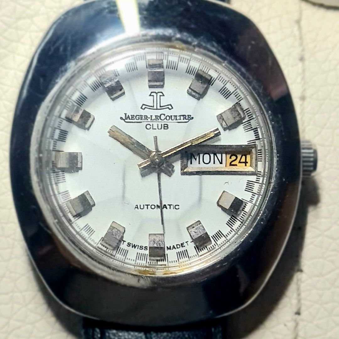 #Jaeger Lecoultre Vintage Swiss Watch # automatic (Category: Luxury Watches) located in Caloocan City. Submitted by allig8 (Listing ID 1321645672, Image 2). Description: This JAEGER LECOULTRE Swiss watch boasts a stunning silvery case with a beautiful round white dial that features shiny hour markers as indices. The 38mm oval case houses a reliable automatic movement with 25 jewels, ensuring accurate timekeeping that will last beyond a lifetime. 