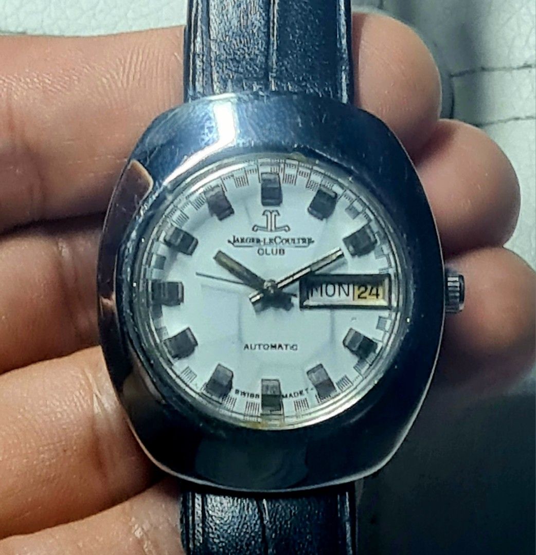 #Jaeger Lecoultre Vintage Swiss Watch # automatic (Category: Luxury Watches) located in Caloocan City. Submitted by allig8 (Listing ID 1321645672, Image 1). Description: This JAEGER LECOULTRE Swiss watch boasts a stunning silvery case with a beautiful round white dial that features shiny hour markers as indices. The 38mm oval case houses a reliable automatic movement with 25 jewels, ensuring accurate timekeeping that will last beyond a lifetime. 