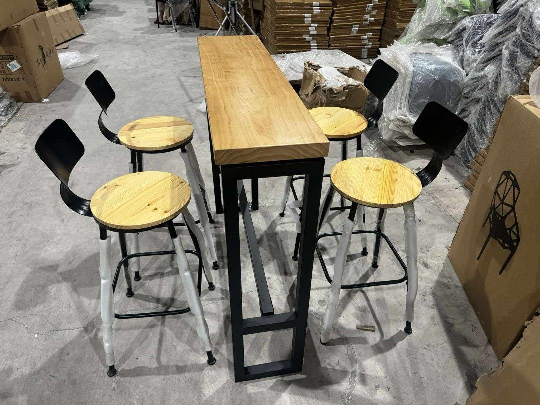 Long Bar Table and Bar Chair (Category: Tables & Sets) located in Makati City. Submitted by gineth24 (Listing ID 1321592138, Image 2). Description: Brand New Long Bar table-5,200 Bar Chair- 2,700 120x30x105cm Same day delivery +Sf, may vary per location Pm for inquiries.
