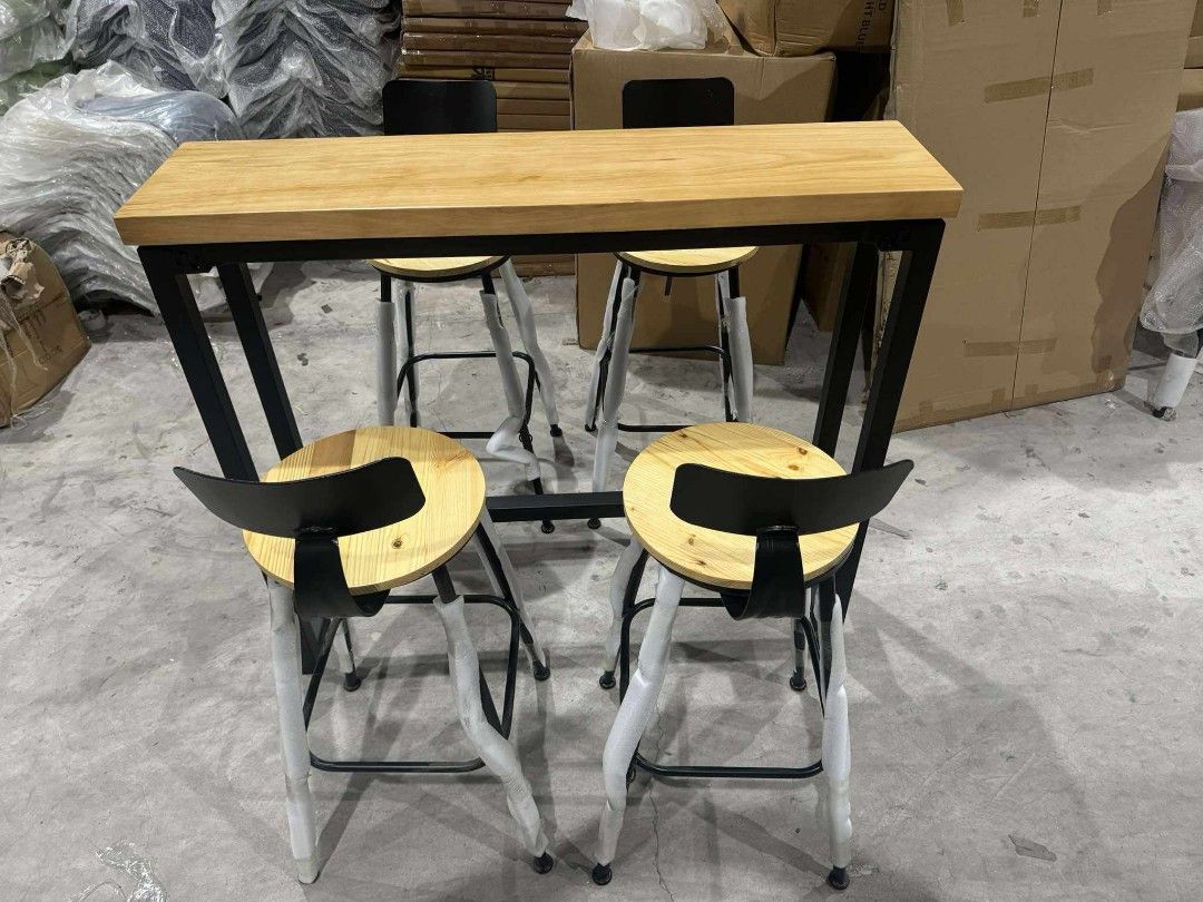 Long Bar Table and Bar Chair (Category: Tables & Sets) located in Makati City. Submitted by gineth24 (Listing ID 1321592138, Image 1). Description: Brand New Long Bar table-5,200 Bar Chair- 2,700 120x30x105cm Same day delivery +Sf, may vary per location Pm for inquiries.
