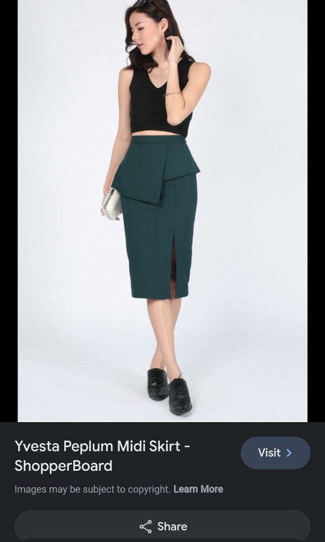 Love bonito lb yvesta origami peplum midi skirt green forest